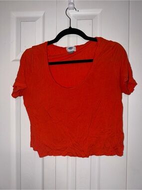 Old Navy Women's Bright Orange Scoop Neck Crop Top